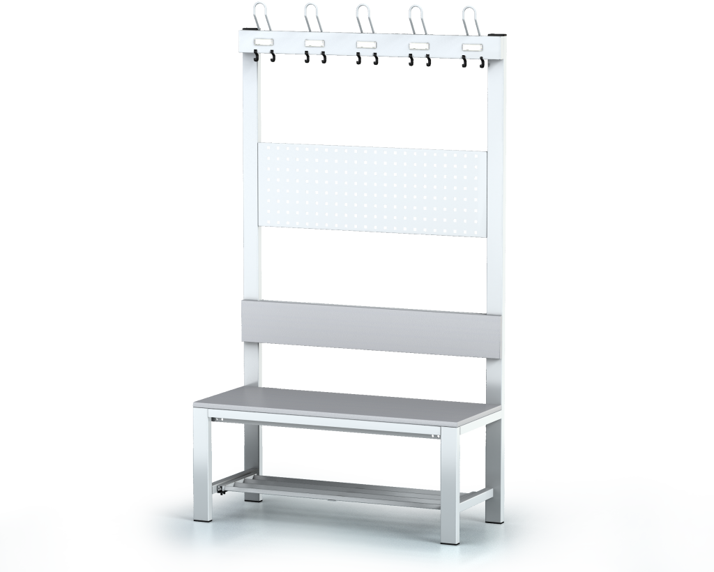 Benches with backrest and racks, laminated desk - with a reclining grate 1800 x 1000 x 430